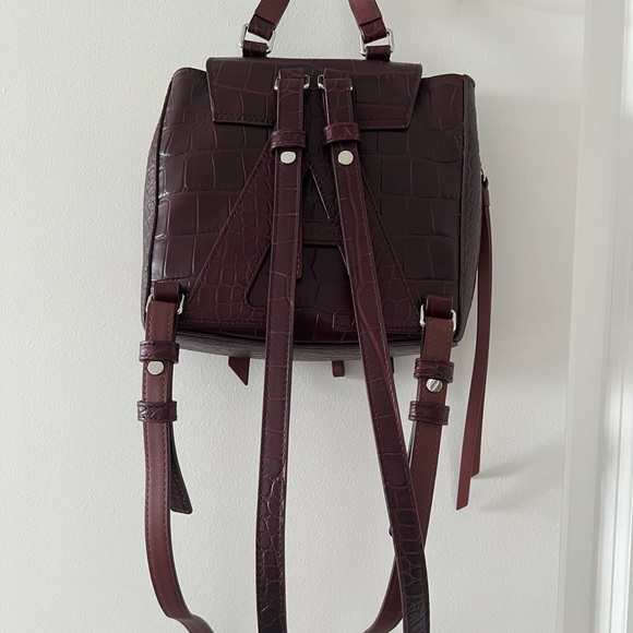STILL AVAILABLE - AllSaints Polly Mini Backpack Burgundy Crocodile - Picture 4 of 7